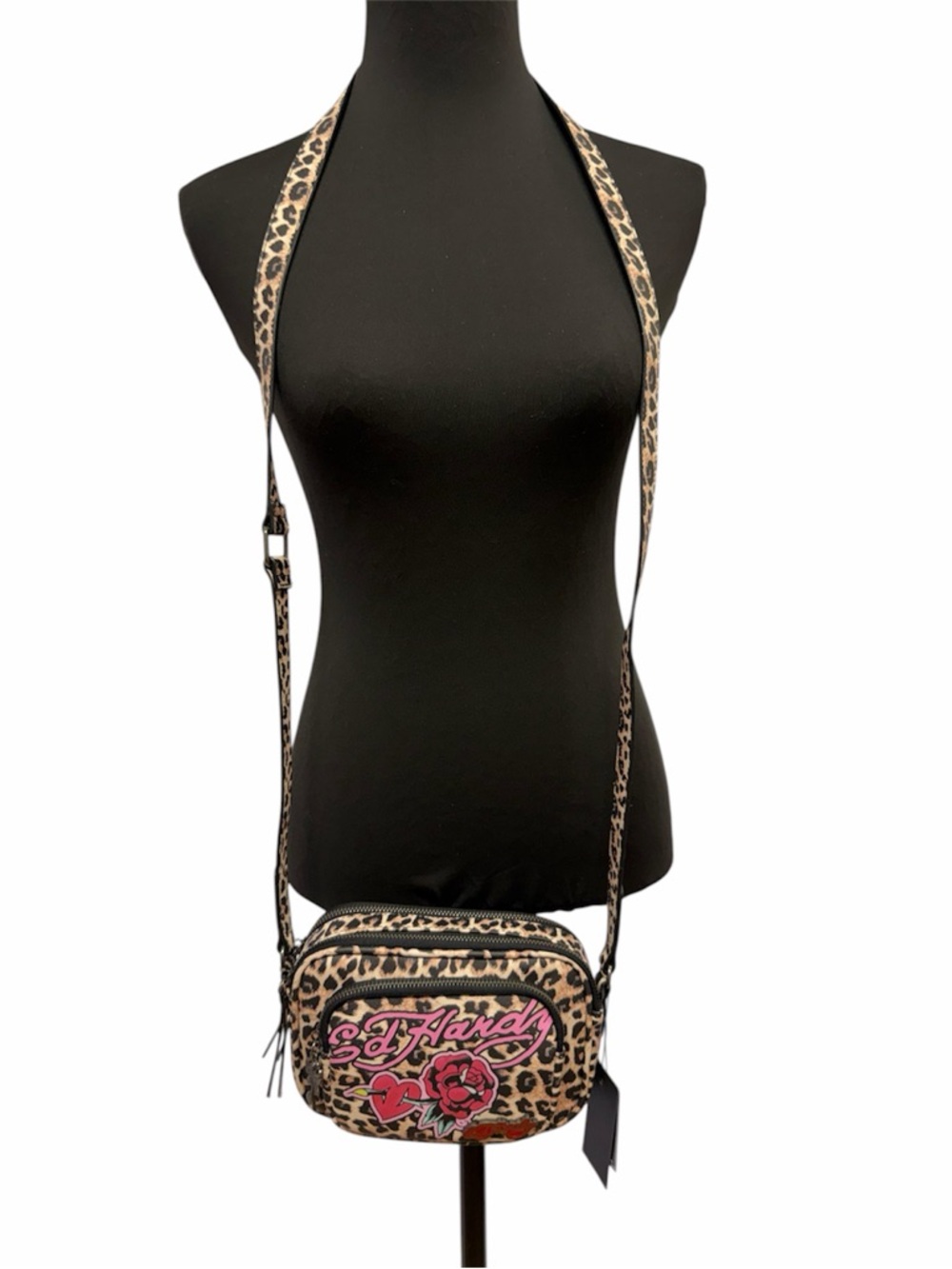 Ed Hardy Leopard Crossbody Bag Y2K Tattoo Graphic Mini Purse NWT
